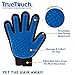 True Touch Five Finger Deshedding Glove- Premium Version, Gentle Grooming Glove Great Cats & Dogs with Long or Short Fur- Includes 1 Authentic Right-Hand True Touch Glove & 1 Lint Roller, Blue, True Touch 1 Pack