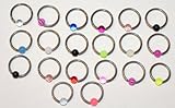 Lot 20 Captive Bead Rings ear belly lip eyebrow 14g or 16g gauges GLOW GLITTER MIX 3/8 5/8
