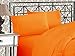 Elegant Comfort Luxurious 1500 Premium Hotel Quality Microfiber Three Line Embroidered Softest 4-Piece Bed Sheet Set, Wrinkle and Fade Resistant, Full, Orange