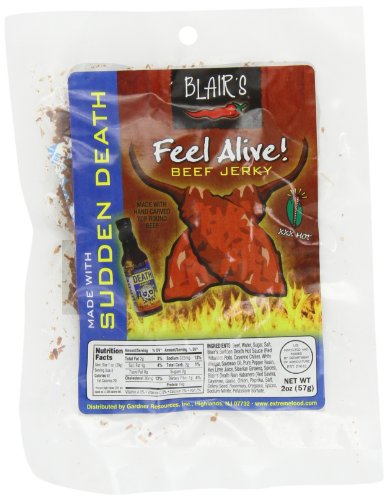 Blair's Feel Alive Jerky XXX Hot (Sudden Death), 2-Ounce Packages (Pack of 6)