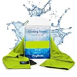Youphoria Outdoors Cooling Towel, Cooling Towel for Hot Weather, Over Heating, Sports, Work, and Fatigue, Waterproof Carry Case Included - 1PK Green