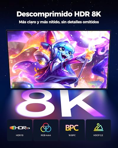 Silkland 8K Cable DisplayPort 1.4 [Certificado VESA], Display Port 2M, [4K@144Hz 120Hz, 2K@240Hz, 8K@60Hz], 32.4Gbps HBR3 DSC 1.2, Cable DP 1.4, Soporta HDR HDCP2.2 FreeSync&G-Sync monitor para juegos
