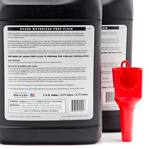 EVANS Coolant EC42001 Prep Fluid, 1 Gallon, 4 Pack with Funnel