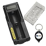 BUNDLE: Nitecore UM10 USB Li-ion Battery Charger For 18650/18490/18350/17670/17500/16340/14500/10440 w/ 1x 18650 Battery CASE and Lightjunction Keychain Light