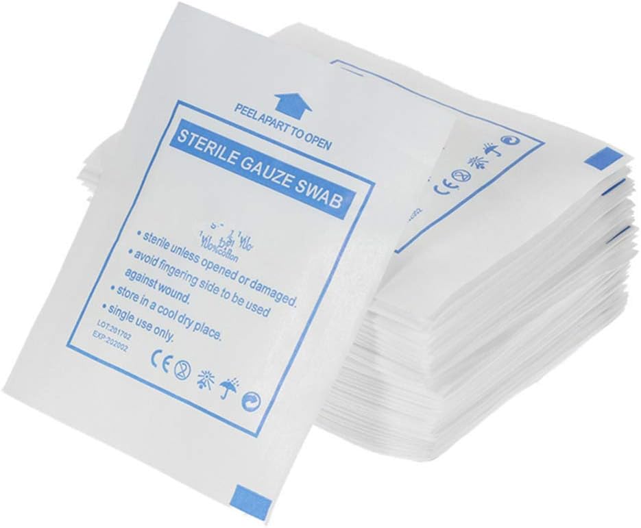 EXCEART Disposable Gauze Swabs 30 Pack 3.94X1.89In Cotton Gauze Sheets for Wound Care Absorbent Soft Individually Wrapped First Aid Accessories