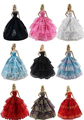 ZITA ELEMENT Lot 6 PCS Fashion Handmade Clothes Dress for Barbie Doll XMAS GIFT