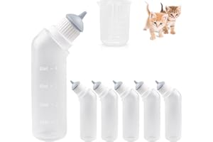Jiaxix 5Pack Kitten Bottle for Nursing Puppy Milk Kitten Bottles Feeding Kit Silicone Nipple for Newborn Pets Kittens, Puppy,Squirrel,Grey