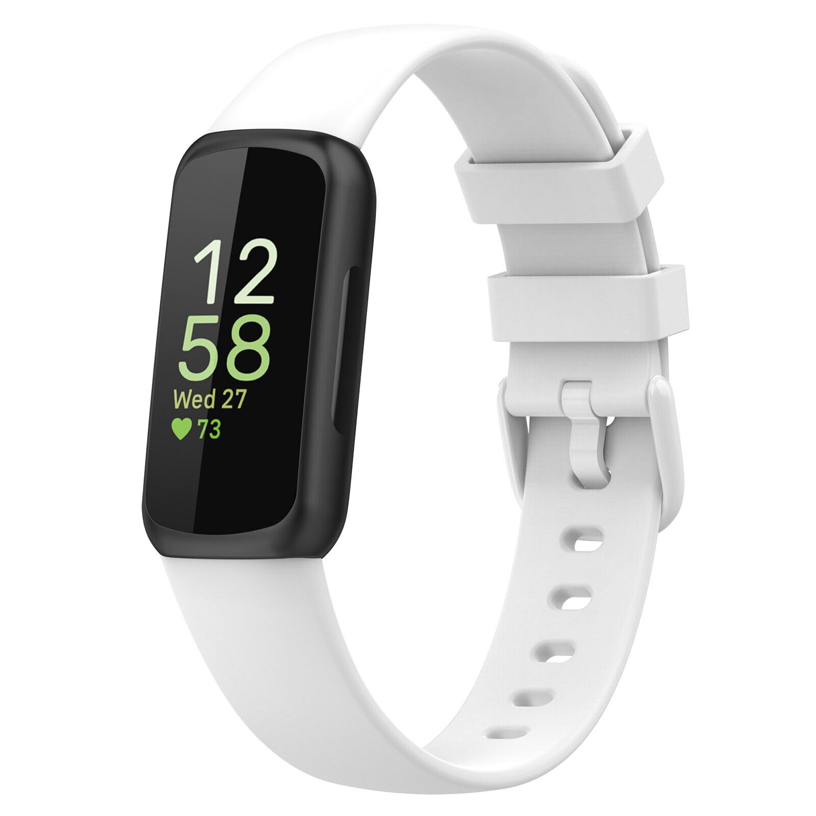Panda Bobo Compatible for Fitbit Inspire 3 Strap, Soft Silicone Adjustable Sport Replacement Wrist Bands for Women Men (Large, White)