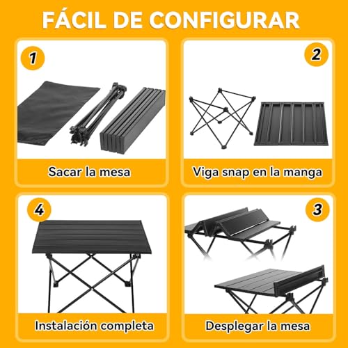 Unicame Mesa de Camping Plegable Pequeña,Mesa Plegable pequeña,con Tablero de Aluminio,para Acampar,Exteriores, Playa, Jardin, Barbacoa, Picnic,Senderismo(40Dx 35Wx 29H CM)