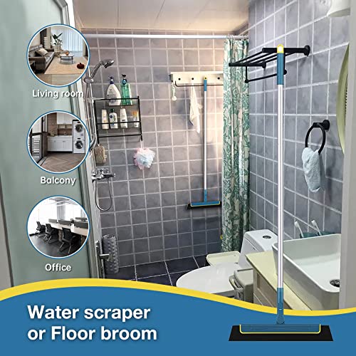 CLEANHOME Shower Scraper with long handle,Professional Water Squeegee，adjustable and removable (53 inches), can clean water, pet hair, good helper for bathroom floors, windows, mirrors and tiles