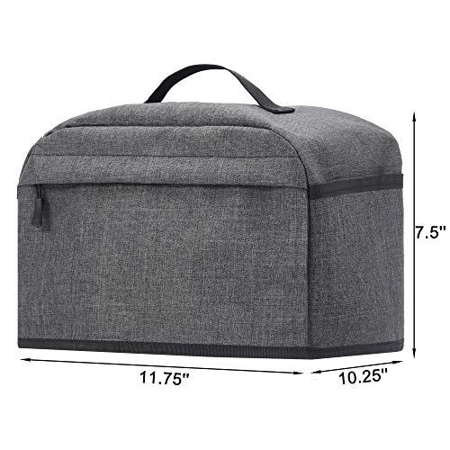 BGD 4 Slice Toaster Cover with Zipper & Open Pockets Kitchen Small Appliance Cover with Handle, Dust and Fingerprint Protection, Machine Washable, Dark Grey - Thumbnail 7
