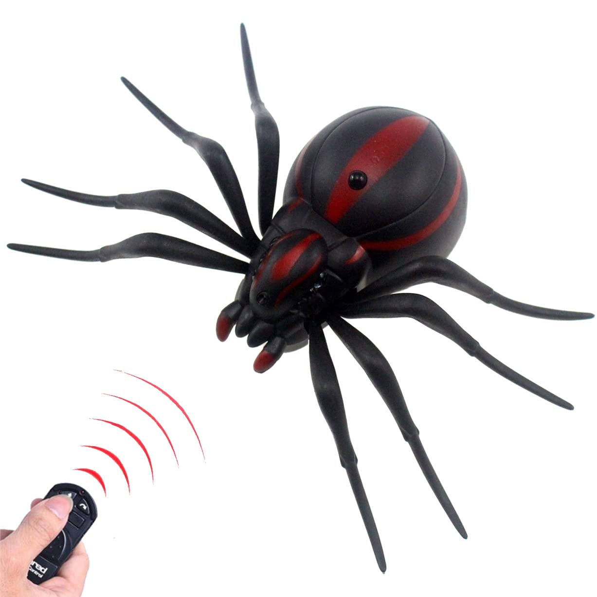 Escomdp RC Spider Toy Remote Control Tarantula Realistic Electric Electronic Fake Animal Car Prank Scarf Kids Birthday Gifts (Black)