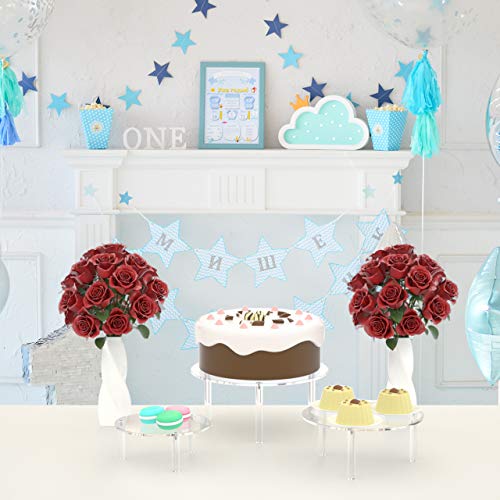 RonXer 3 Set Round Clear Acrylic Retail Display Risers Stand for Cupcake Dessert Cake Pizza Appetizers Pastries Bakery(Diameter 8,10,12)