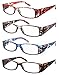 Fiore® Cool Hip Rectangular Reading Glasses Light Weight, Spring Hinges (4 pack) (1.50)
