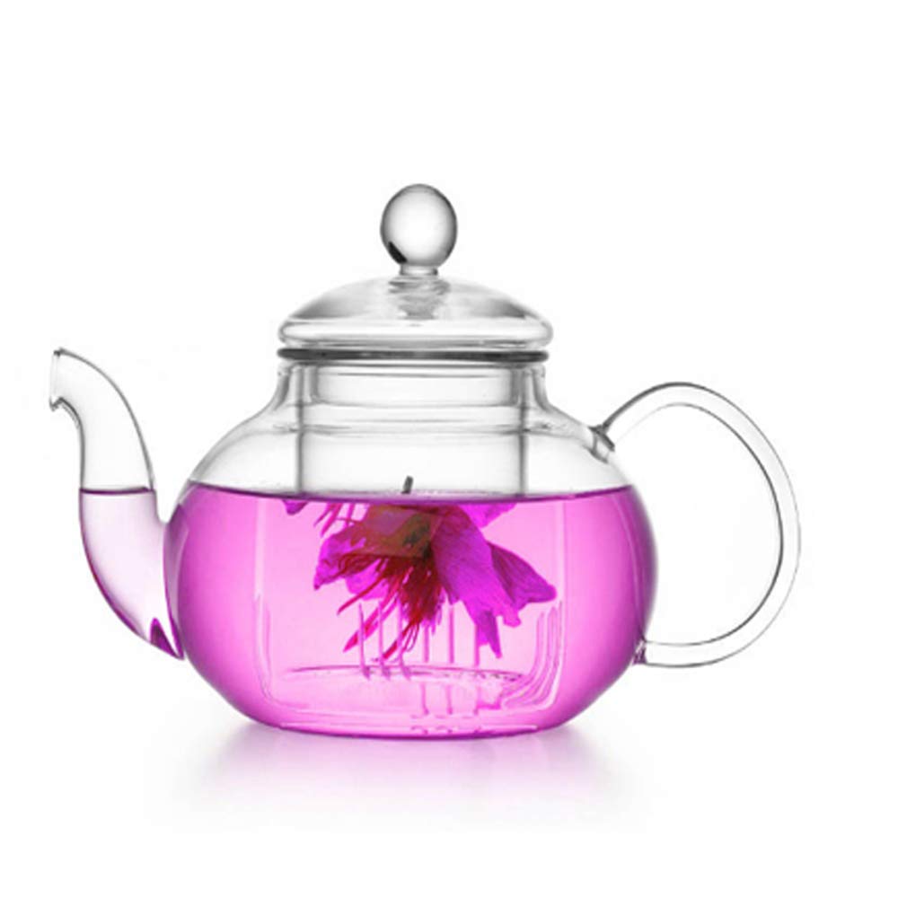 Glass Teapot - Isend Small Tea Pot Tea Strainer with Wire Coil Filter for Loose Leaf Tea and Blooming Tea (300ml)