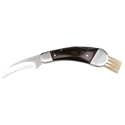 Schwarzwolf outdoor Pilzmesser mit Pilzbürste,Neoprentasche,rostfreier Stahl,Holz,Outdoor Messer,Messer Tasche, Klappmesser,S