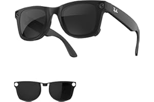 HiBloks Polarized Clip for Ray-Ban Meta Wayfarer RW4006 & Gen 2 RW4012 Regular (50-22), Matte Black Frame Discoloration Clip 