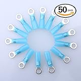Glarks 50pcs 16-14 Gauge M5 Ring Nylon Heat Shrink Waterproof Quick Disconnect Electrical Insulated Crimp Terminals Connectors Assortment Kit