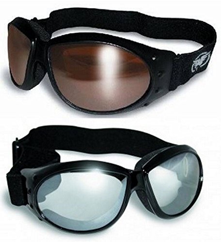 (2 Goggles) Motorcycle ATV Riding Clear Mirror and Driving Mirror Glasses Sunglasses