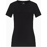 Armani Exchange Womens Regular Fit Monochromatic Signature Logo Tee