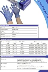GLOVEMAN Blue Vinyl Gloves Medium 100 Count Powder Latex Free Food Safe New view 3