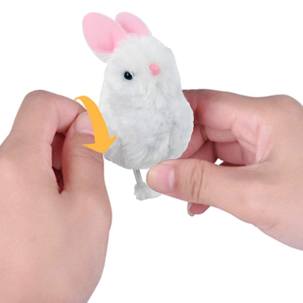 3 otters Wind Up Toy, Easter Toy Wind-Up Jumping Rabbit Plush Rabbits Toys Novelty Toys for Party Favors , White and Pink, 12 PCS