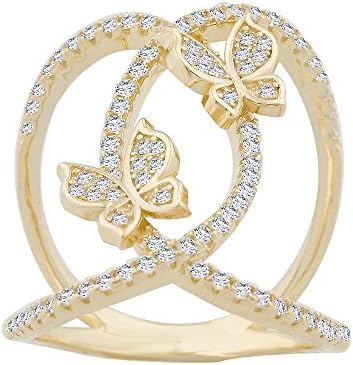 Evan Jewels, EV5-5038 Open Loops Butterfly Ring in Sterling Silver (G-7)