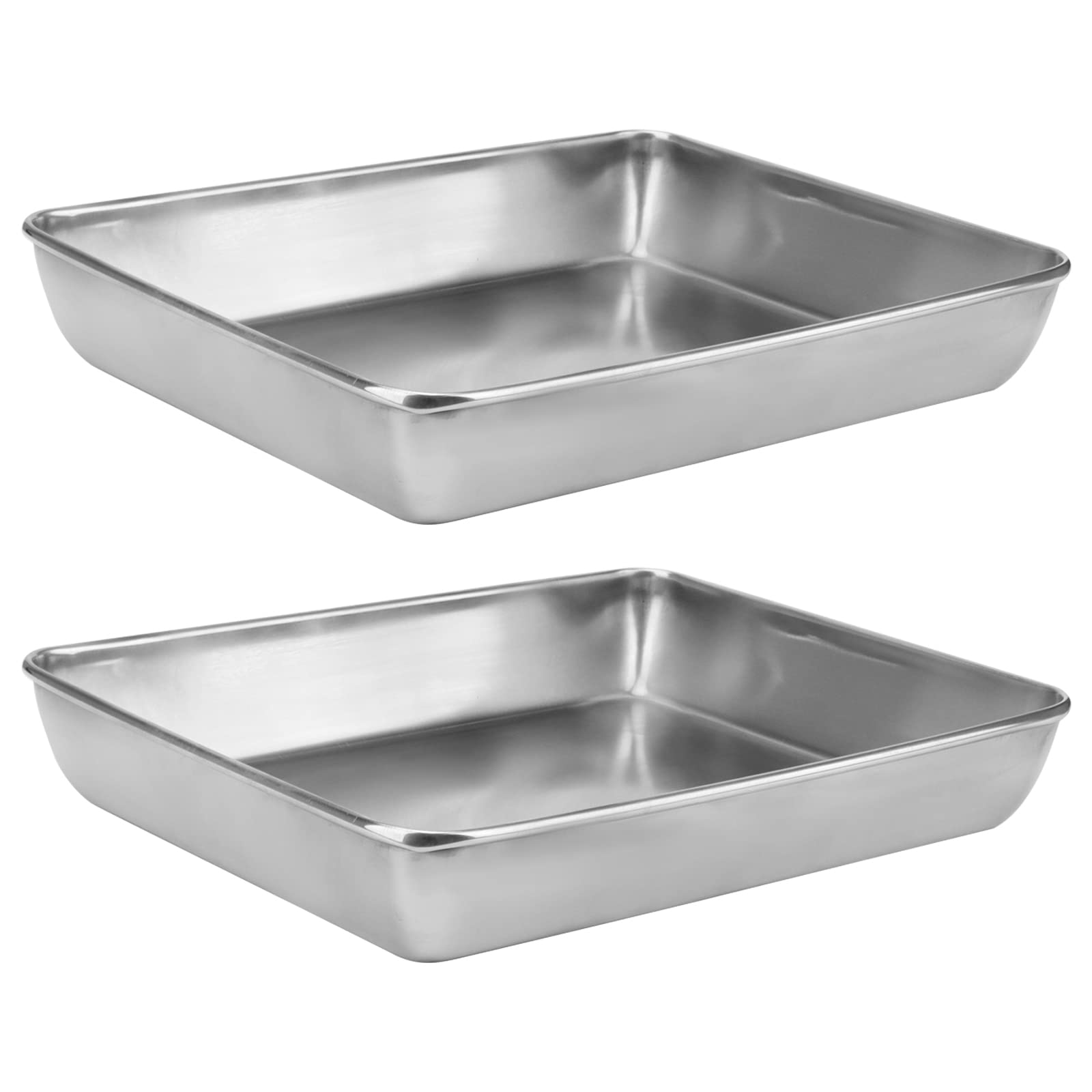 MUKCHAP 2 Pack 36 x 28 x 5.5cm Stainless Steel Baking Trays, 14 x 11 x 2 Inch Rectangle Cookie Baking Sheet Tray, Baking Pans and Tray for Cake, Brownie, Cooking, Bake, Kitchen