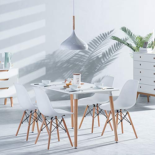 ME2 Kitchen Rectangular Table,Modern 47.2"x 31.5"Leisure Cofffee Table,Office Conference Desk with Wooden Legs and White Top for Kitchen Dining Room.White