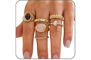 Gemstone Rings Gold Chunky Rings for Women Non Tarnish Big Gold Statment Stackable Stone Ring Vintage Large Fashion Ring Tren