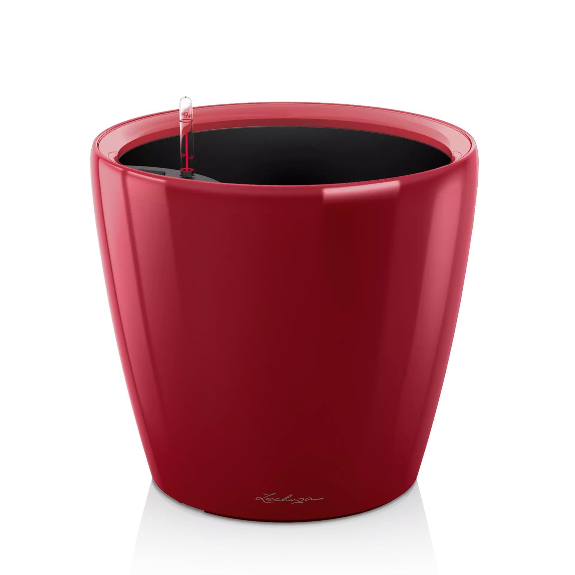 Lechuza Self Watering Plant Pot CLASSICO 21 LS Garden Flower Indoor and Outdoor Small Plastic Planter with Drainage Hole D21 H20 cm Red High-Gloss