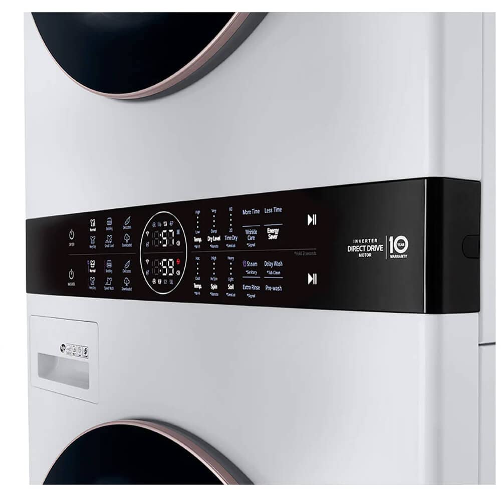 LG WKG101HWA Front Load White Stacked Unit with 4.5 cu. ft. Washer & 7.4 cu. ft. Dryer