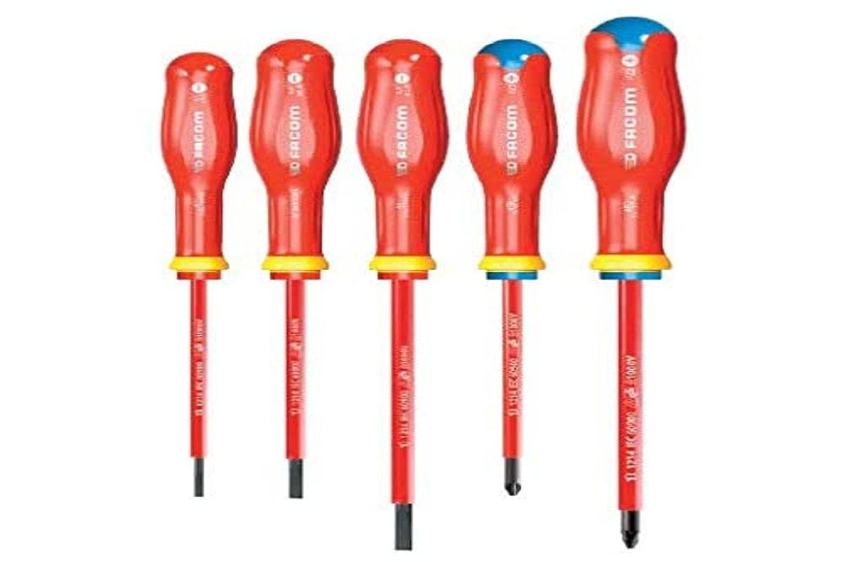 Facom ATP.J5VE Set of 5 PROTWIST® SCREWDRIVERS 1000 Volts insulated for PHILLIPS® screws & for slotted screws — image 1