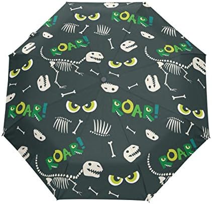 DERLONKAJE Devil Skull Baphomet Satanic Pentagram Automatic Umbrella Auto Open Close Folding Windproof Foldable for Men Women Kids