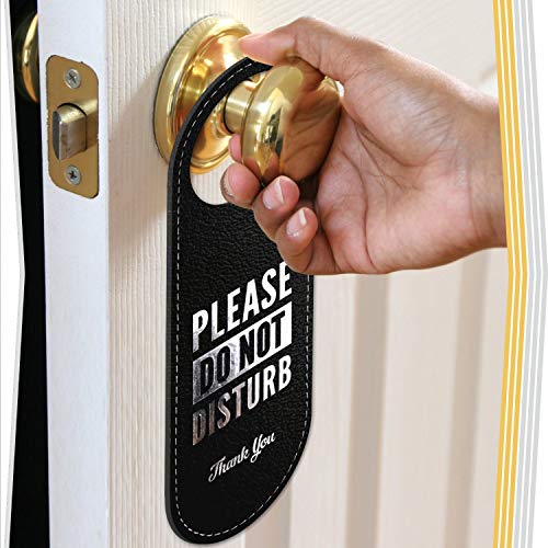Do Not Disturb/Please Make Up Room Hotel Door Hanger, 2 Pack, Executive Quality Door Hanger, Eco Leather Hotel Style