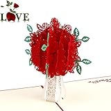 Paper Spiritz Rose Flower 3D Pop up Post Card Handmade Kit Postcard Matching Envelope Laser Cut Best Wishes Mother's Day Greeting Cards ( Pack of 1)