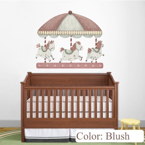 My Wonderful Walls Carousel Wall Sticker Decal for Baby Nursery, Blush