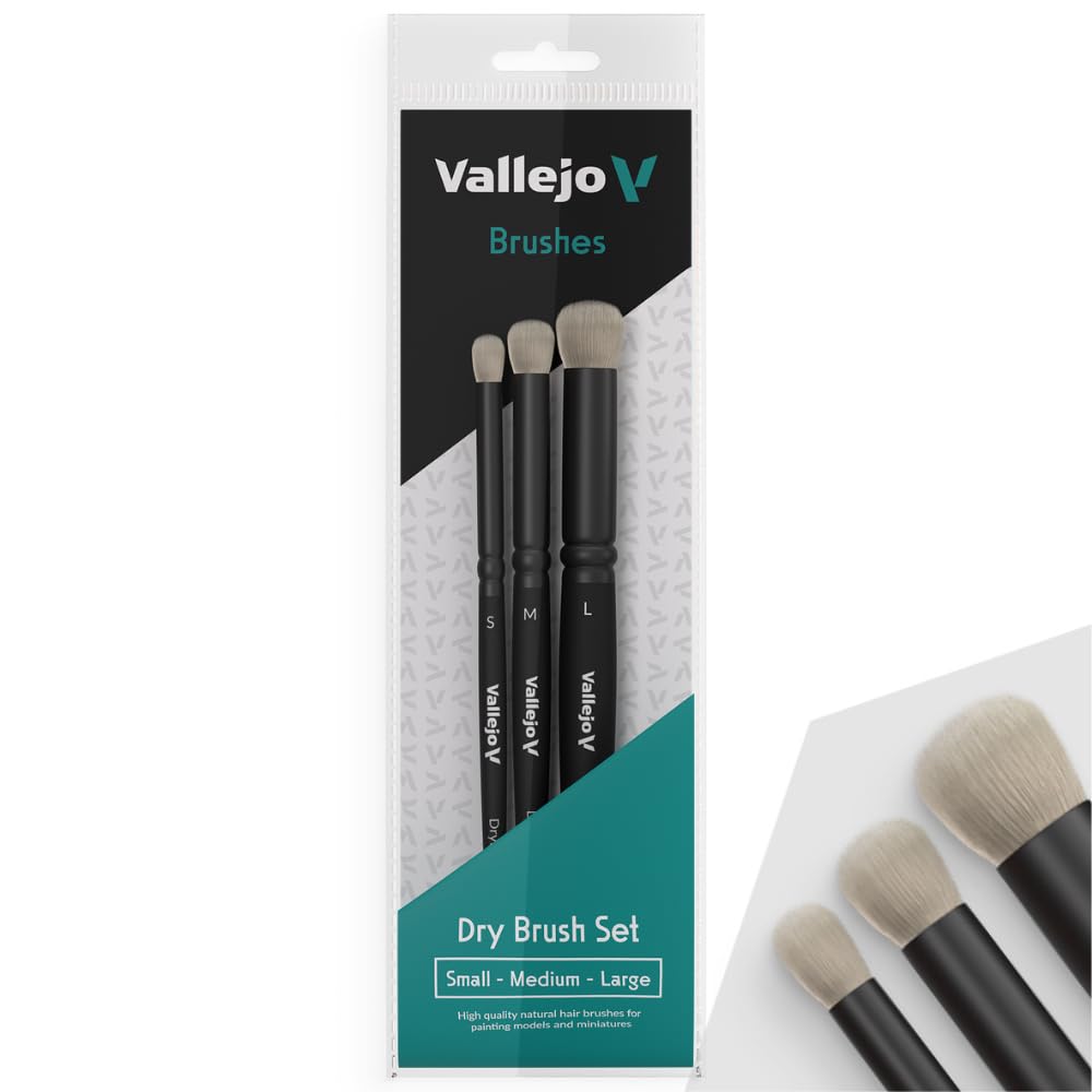 Vallejo Dry Brush Set B07990 Natural Hair (S, M, L)