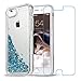 Maxdara Case for iPhone 6S 6 Glitter Case Tempered Glass Screen Protector Liquid Floating Bling Sparkle Luxury Shockproof Bumper Pretty Girls Children Case for iPhone 6 6s 7 8 4.7 inches (Blue)