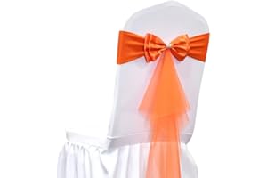 BenYaSong Orange Stretch Spandex Chair Sashes Bands Polyester Chair Sash for Wedding Ceremony Banquet Party Chairs Covers Elastic Bows Decorations Orange 50 Pcs