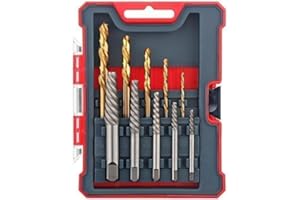 Hi-Spec 10pc Screw Extractors & HSS Drill Bit Set. Easy Out, Left Hand Spiral Flute Removers for Broken, Damaged and Stripped