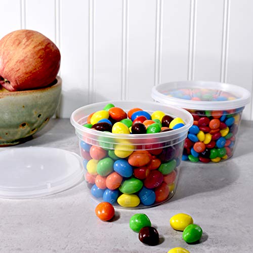 TRIPAK Food Storage Containers 16 oz Plastic Deli Containers with Lids