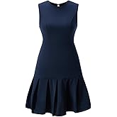 winkbay Women's Pleated Mini Dress Summer Crew Neck Sleeveless A Line Party Dresses Going Out Outfits