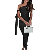 Floerns Women's Off The Shoulder Midi Dress Knot Sleeveless Date Night Bodycon Dresses