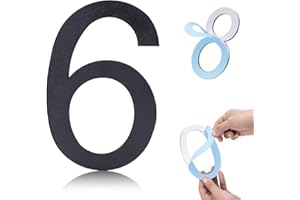 HOIUTER 6 Inch Self-adhesive House Numbers,Stainless Steel House Number for Outside,Big Modern House Numbers, Garden Door Address Numbers for House, 911 Visibility Signage (6)