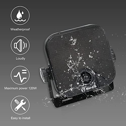 Herdio 4 Inches Waterproof Marine Bluetooth Speakers Car AM/FM Radio