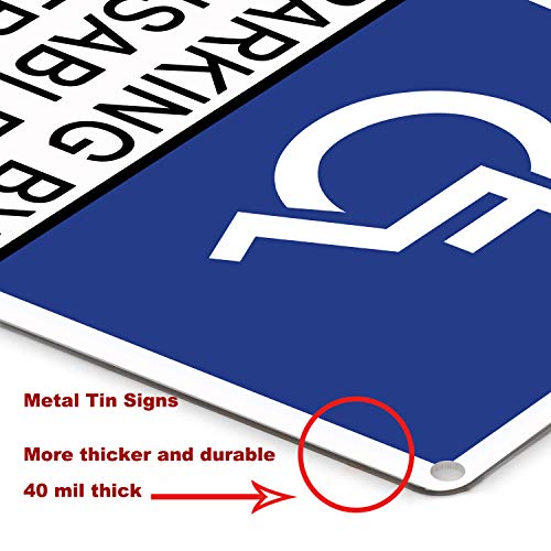 Easy to Read Handicap Parking Disabled Permit Only with Symbol Disabled Wheelchair Weatherproof Durable Metal Tin 8x12 Inches for Business Outside Parking Lot Warning Safety Signals - Thumbnail 3