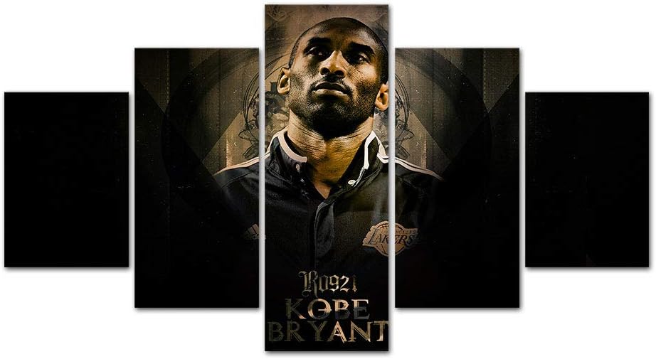 Amazon Com 5 Panel Wall Art Nba Basketball Star Poster Kobe Bryant Of Los Angeles Lakers Wall Art Painting Portrait Art Canvas Artwork For Living Room Home Decor Stretcher And Frame Ready To
