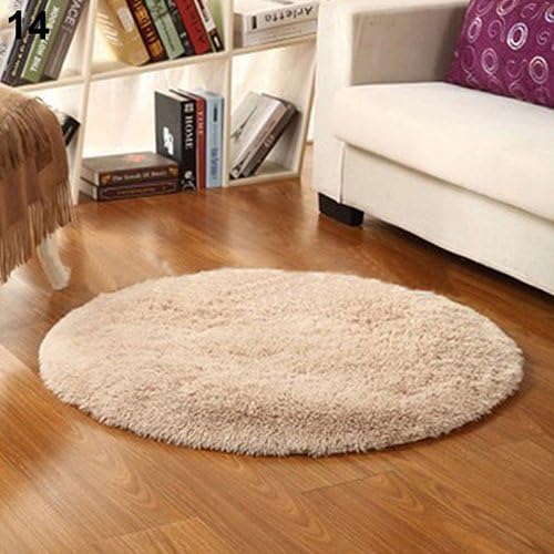 DERKOLY Solid Color Soft Shaggy Rug Anti-Skid Carpet Anti-slip Yoga Plush Round Floor Mat Doormat Bath Bedroom Home Decor #14