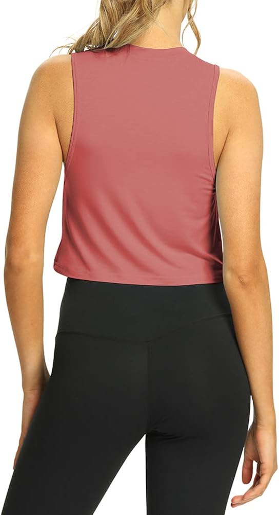 Mippo Workout Crop Tops for Women Flowy Cropped Muscle Tank Cute Athletic Shirts at  Women’s Clothing store